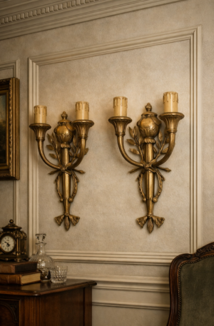 APLIQUE DE PARED DOS LUCES ANTIGUO ESTILO INGLES REGENCIA. COD: 105708