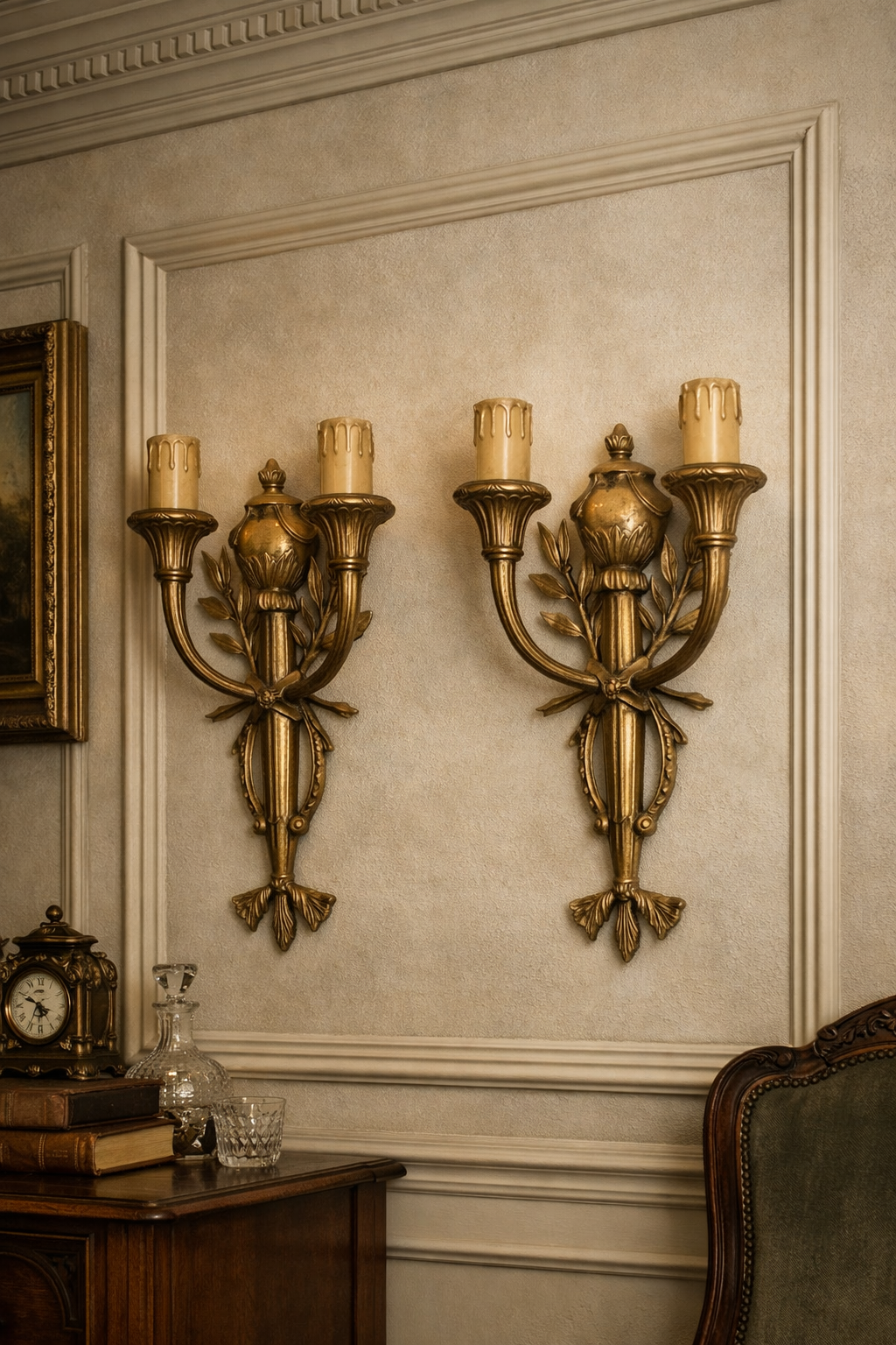 APLIQUE DE PARED DOS LUCES ANTIGUO ESTILO INGLES REGENCIA. COD: 105708