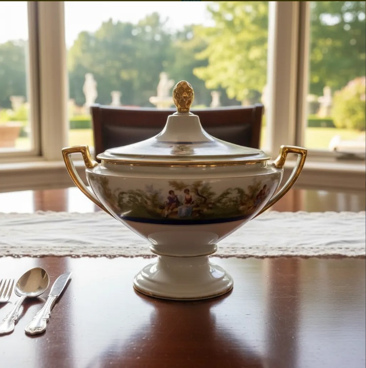 SOPERA ANTIGUA DE PORCELANA CHECA SCHLAGGENWALD (1890 - 1930). COD: 105722