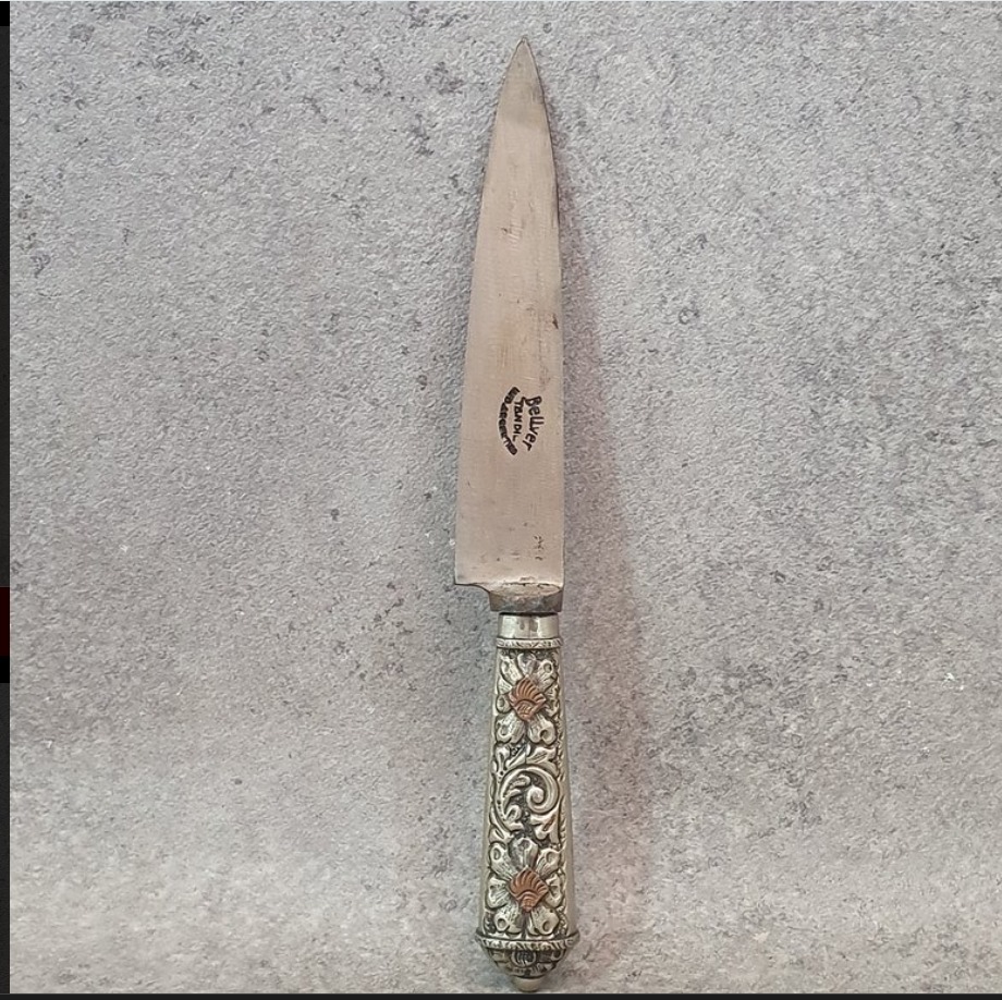 CUCHILLO FACON ALPACA CINCELADA LARGO TOTAL 26 CM, HOJA BELLVER TANDIL. COD: 104907 - Image 6