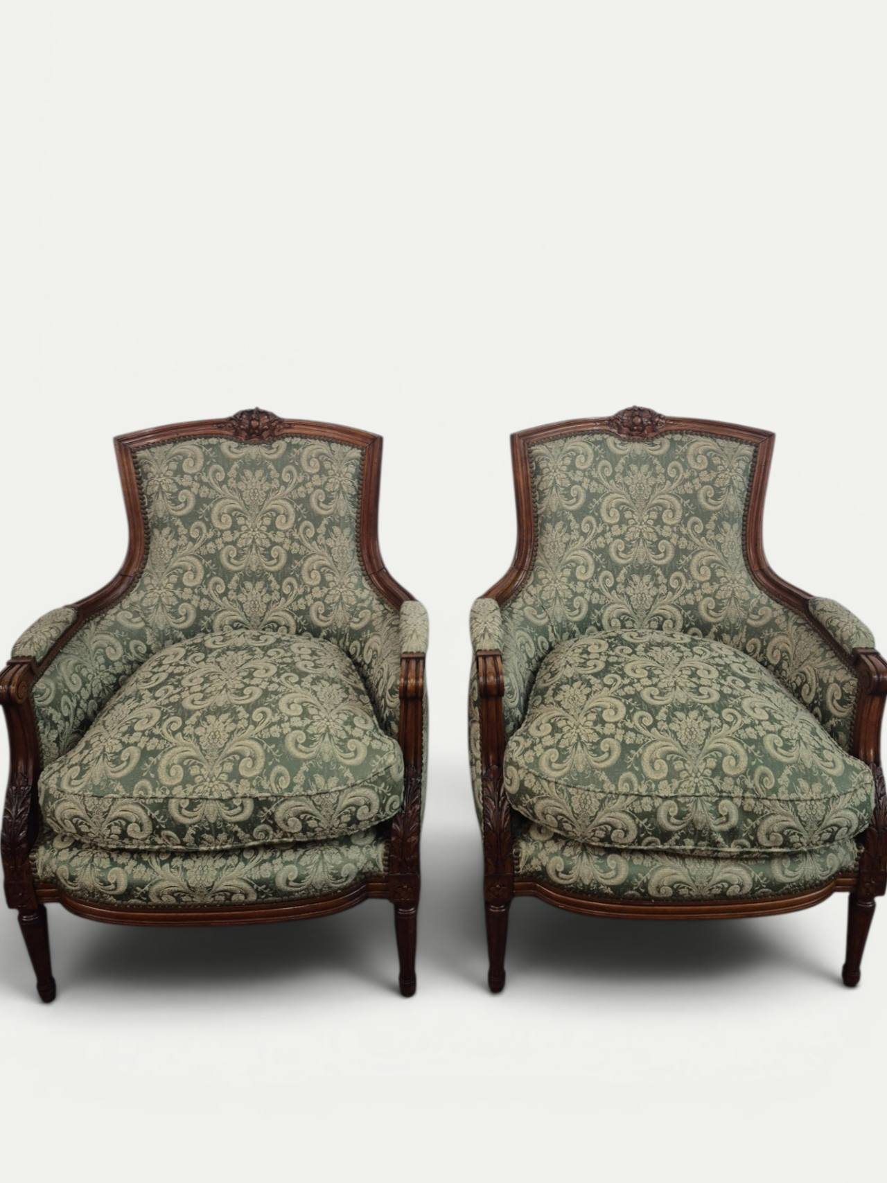 SILLON UN CUERPO FRANCES LUIS XVI TAPIZADO JACQUARD ARABESCOS. COD: 105903 - Image 3