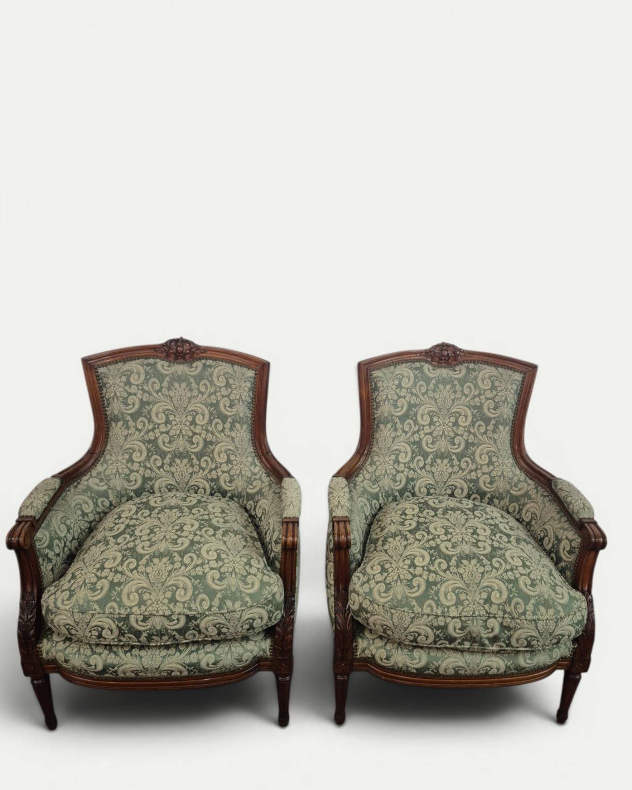 SILLON UN CUERPO FRANCES LUIS XVI TAPIZADO JACQUARD ARABESCOS. COD: 105903 - Image 4