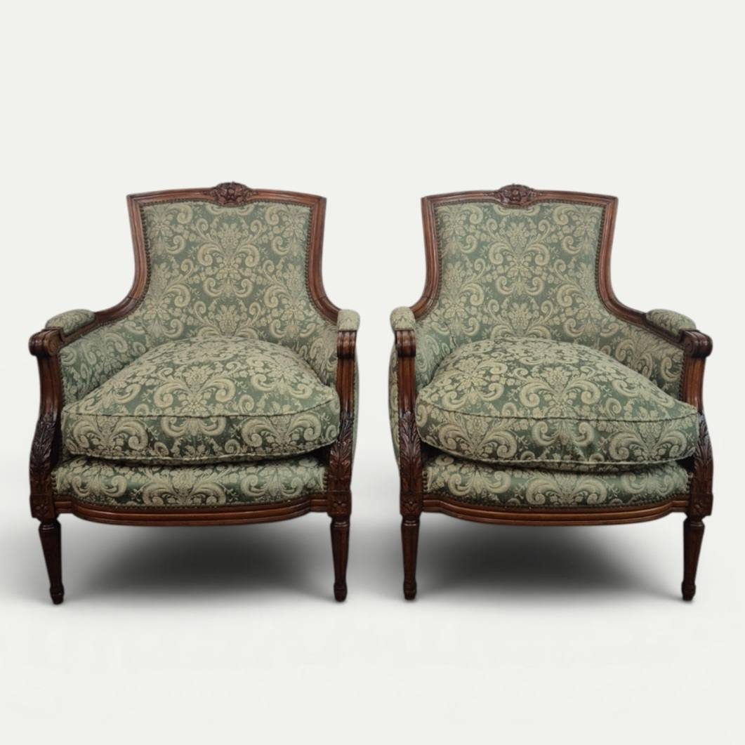 SILLON UN CUERPO FRANCES LUIS XVI TAPIZADO JACQUARD ARABESCOS. COD: 105903 - Image 5