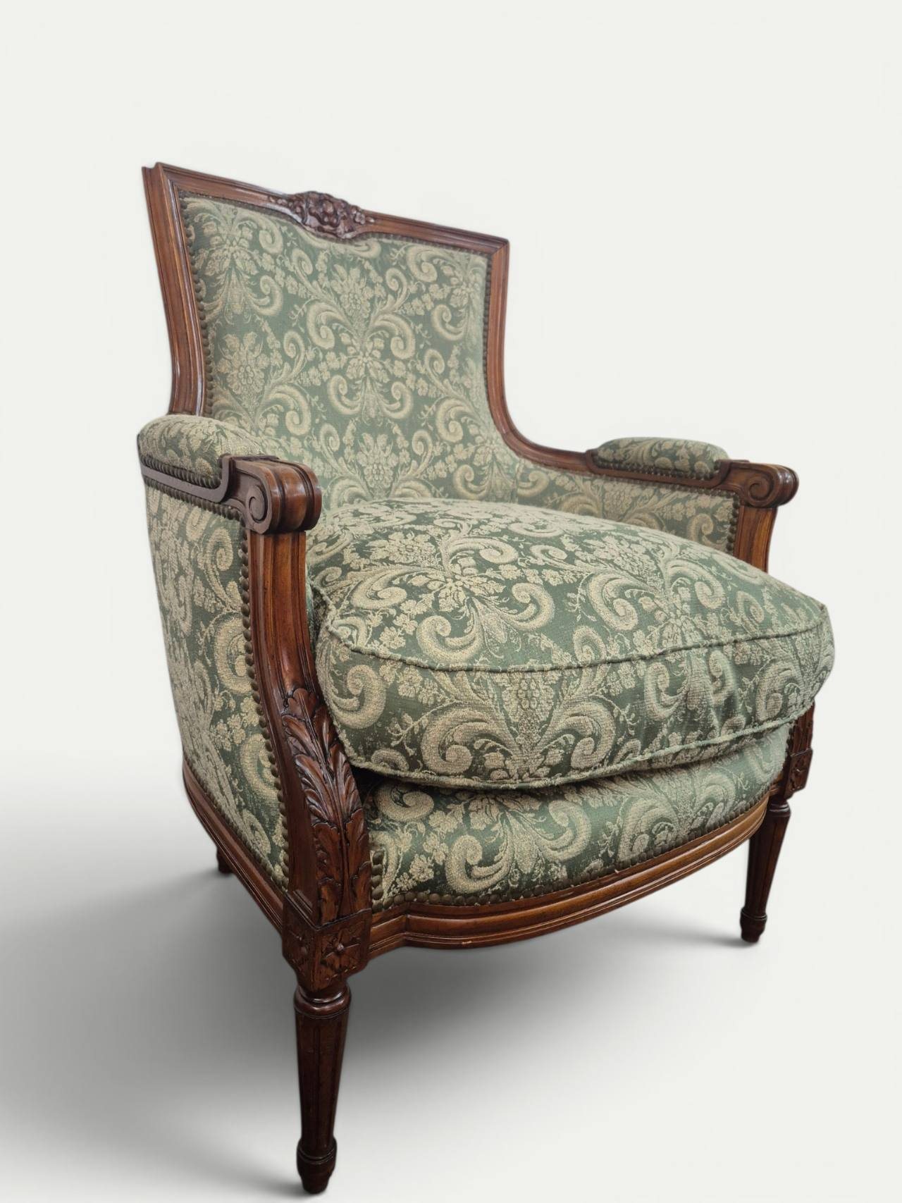 SILLON UN CUERPO FRANCES LUIS XVI TAPIZADO JACQUARD ARABESCOS. COD: 105903 - Image 7