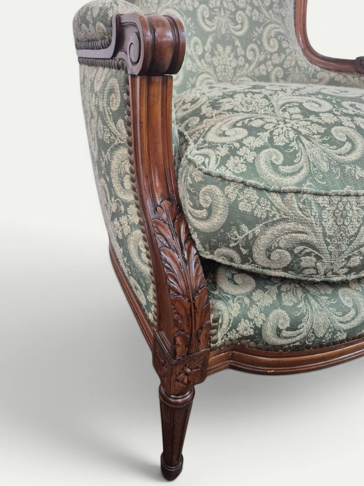 SILLON UN CUERPO FRANCES LUIS XVI TAPIZADO JACQUARD ARABESCOS. COD: 105903 - Image 8