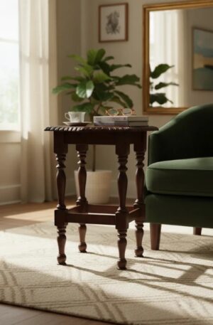 MESA DE SALA ANTIGUA ESTILO COLONIAL INGLES O BIEN PEDESTAL LUSTRE ORIGINAL. COD: 102908