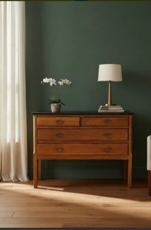 COMODA DE ROBLE CON MARMOL NEGRO ANTIGUA ESTILO INGLES. COD: 103804