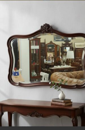 ESPEJO ANTIGUO ESTILO FRANCES PROVENZAL EN ROBLE TALLADO. COD: 105604