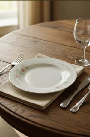SET DE 8 PLATOS PORCELANA SELLADA CROWN CHINA. COD: 106521