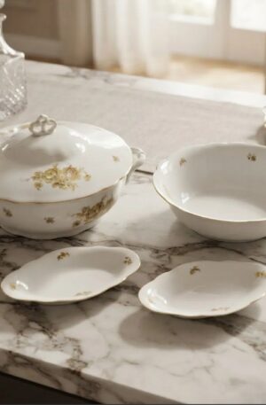 JUEGO DE 4 PIEZAS VAJILLA PORCELANA VERBANO IMPECABLE ESTADO. COD: 106906