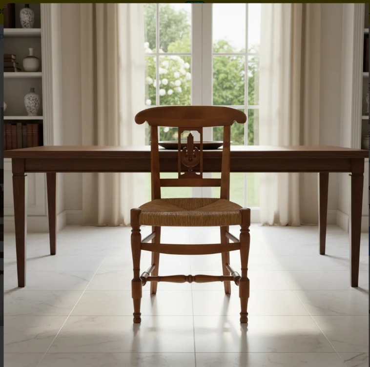 SILLA DE COMEDOR ESTILO CAMPO ASIENTO JUNCO VEGETAL IMPECABLES. COD: 107004A