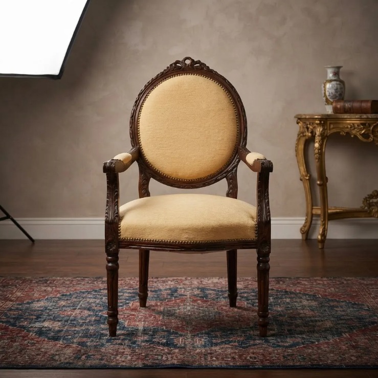 SILLON ANTIGUO ESTILO FRANCES LUIS XVI - SILLON DE SALA O DORMITORIO - COD: 107006
