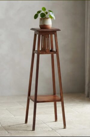 PEDESTAL ANTIGUO DE ROBLE COLUMNA MACETERO ESTILO INGLES. COD: 107012