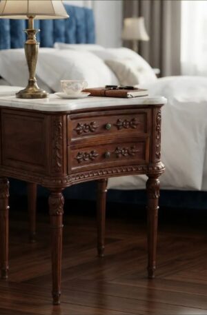 MESA DE LUZ ANTIGUA ESTILO FRANCES CON MARMOL CALIDAD. COD: 107013