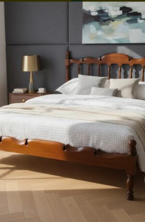 CAMA DOS PLAZAS ESTILO INGLES EN CAOBA MACIZA IMPECABLE. COD: 107705