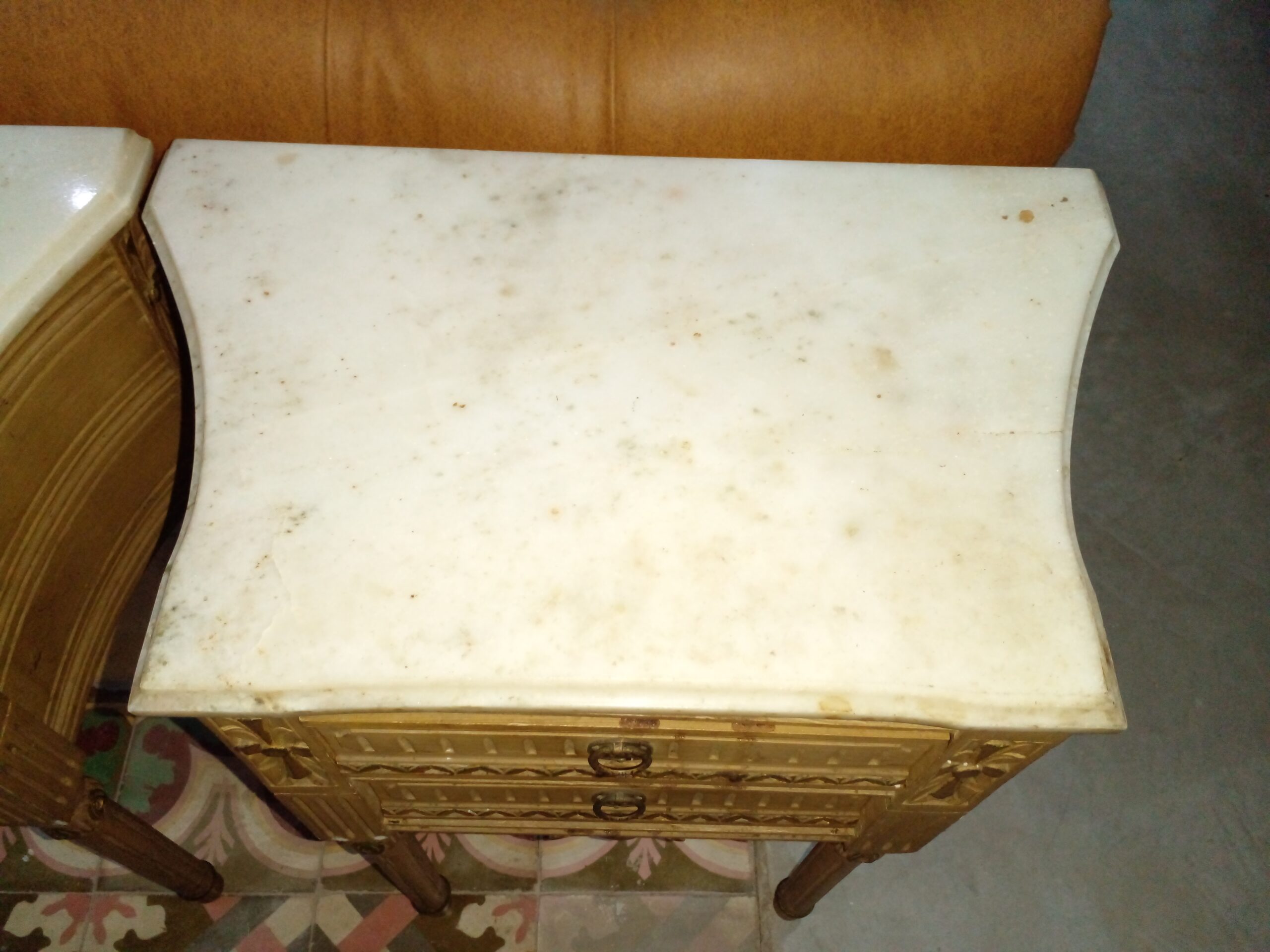 MESA DE LUZ ESTILO FRANCES LUIS XVI PATINA ORIGINAL CON MARMOL. COD: 105203 - Imagen 5