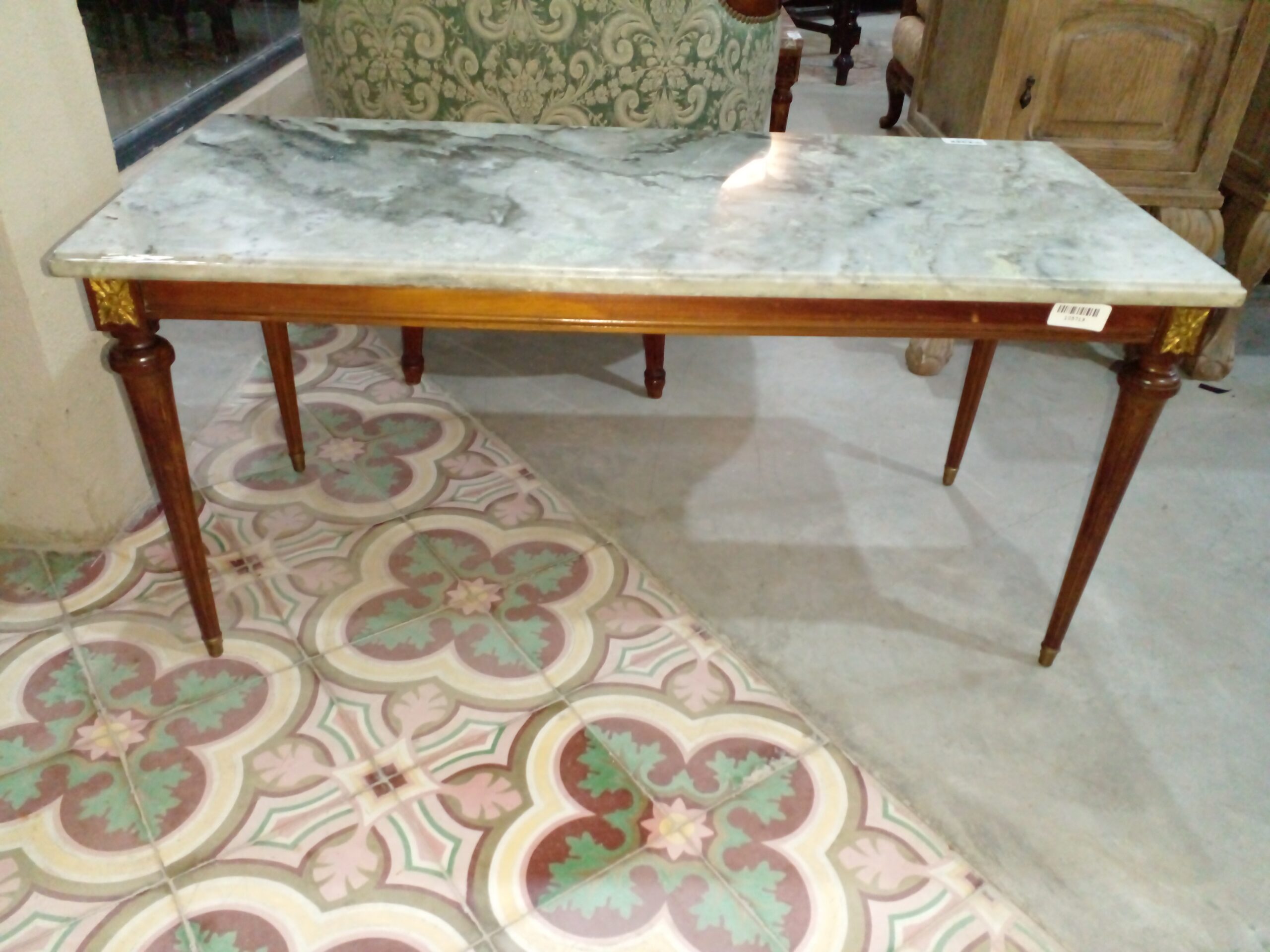 MESA DE SALA ANTIGUA ESTILO FRANCES CON MARMOL MESA RATONA LUIS XVI. COD: 105719 - Imagen 2