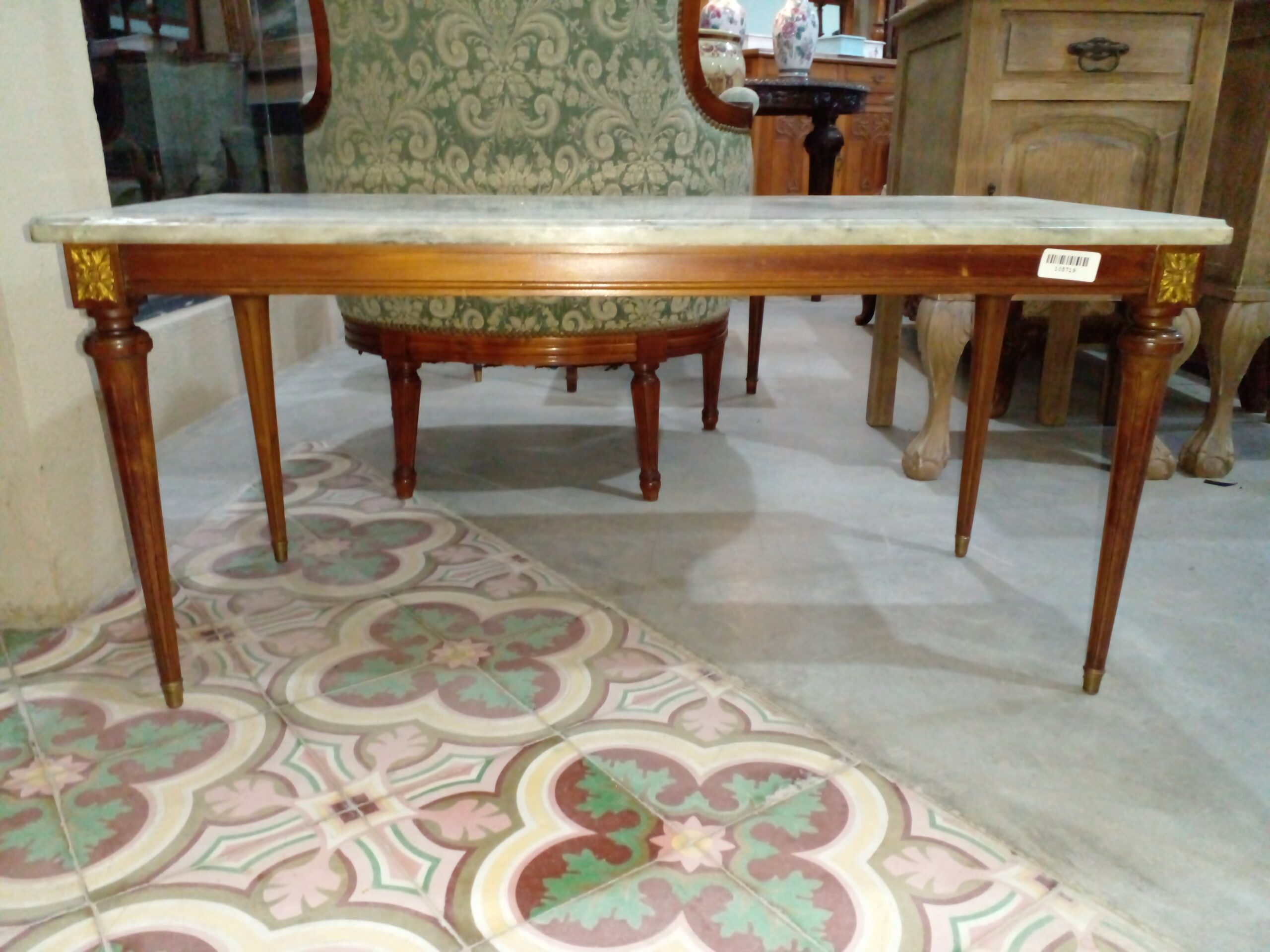 MESA DE SALA ANTIGUA ESTILO FRANCES CON MARMOL MESA RATONA LUIS XVI. COD: 105719 - Imagen 3