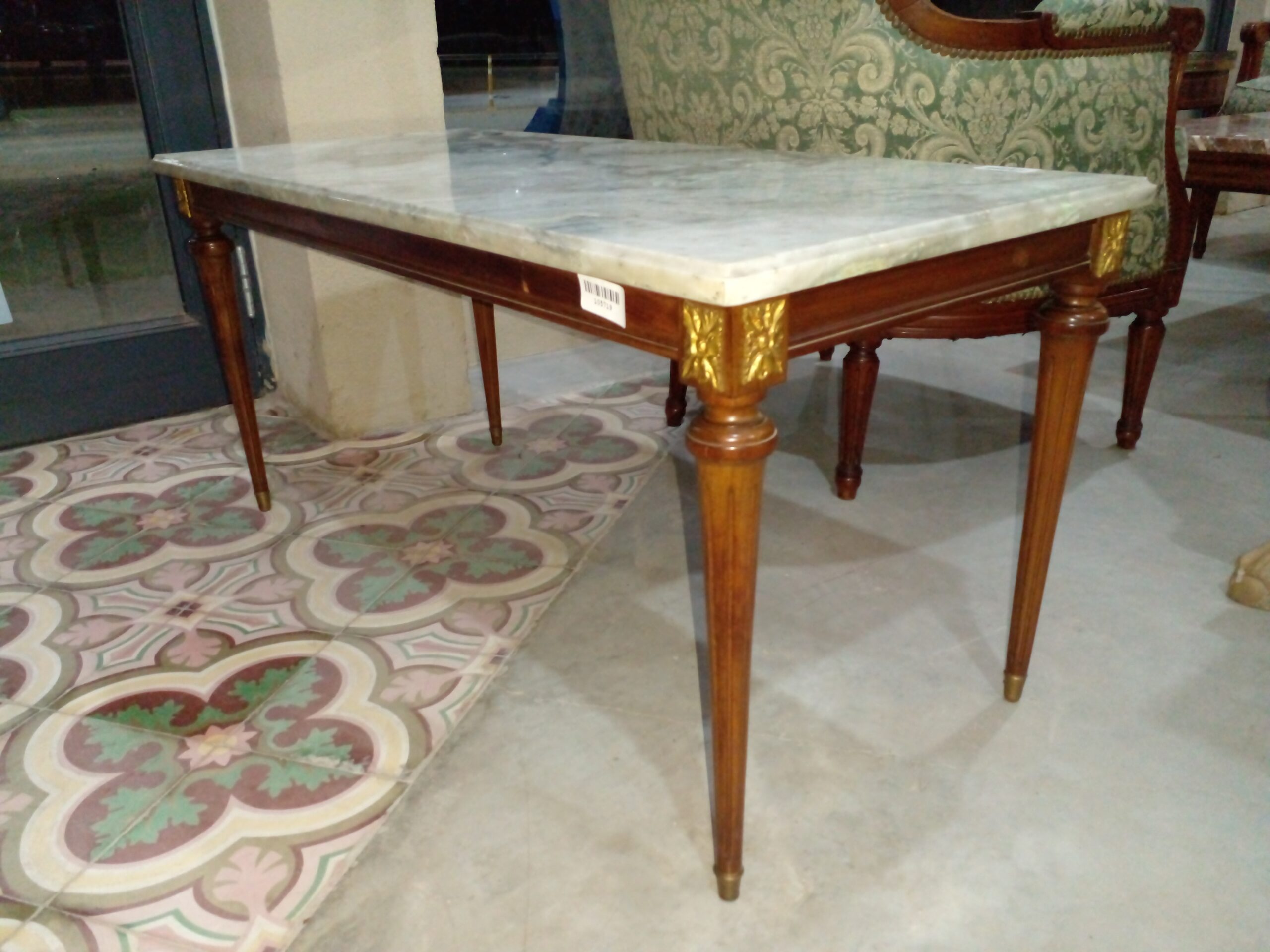 MESA DE SALA ANTIGUA ESTILO FRANCES CON MARMOL MESA RATONA LUIS XVI. COD: 105719 - Imagen 4