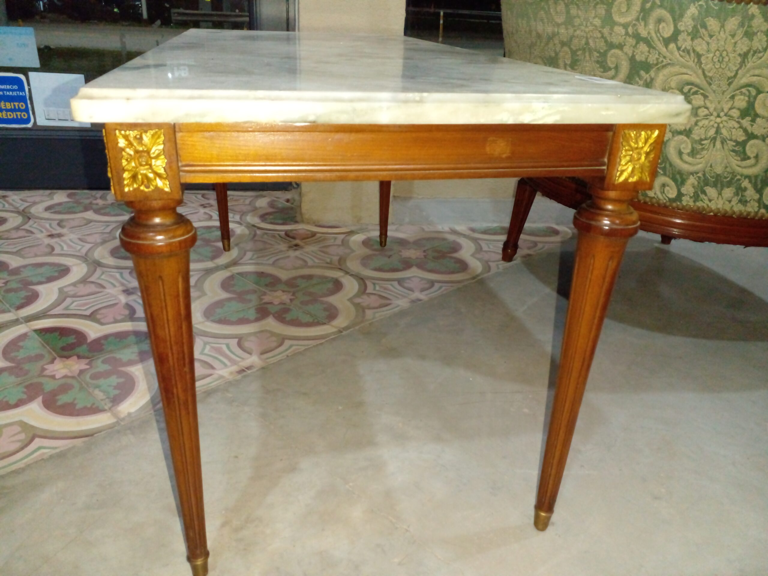 MESA DE SALA ANTIGUA ESTILO FRANCES CON MARMOL MESA RATONA LUIS XVI. COD: 105719 - Imagen 6