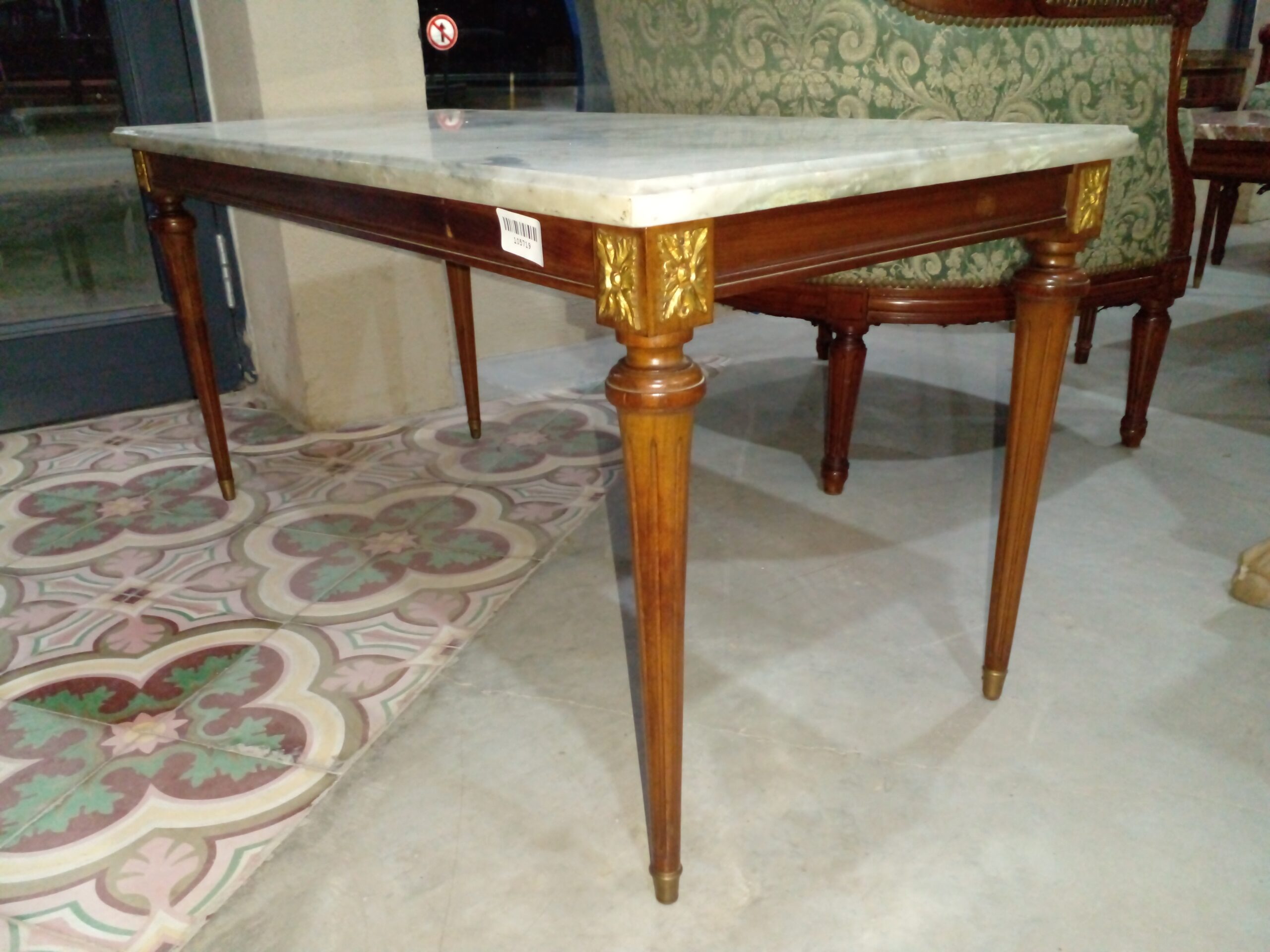 MESA DE SALA ANTIGUA ESTILO FRANCES CON MARMOL MESA RATONA LUIS XVI. COD: 105719 - Imagen 7