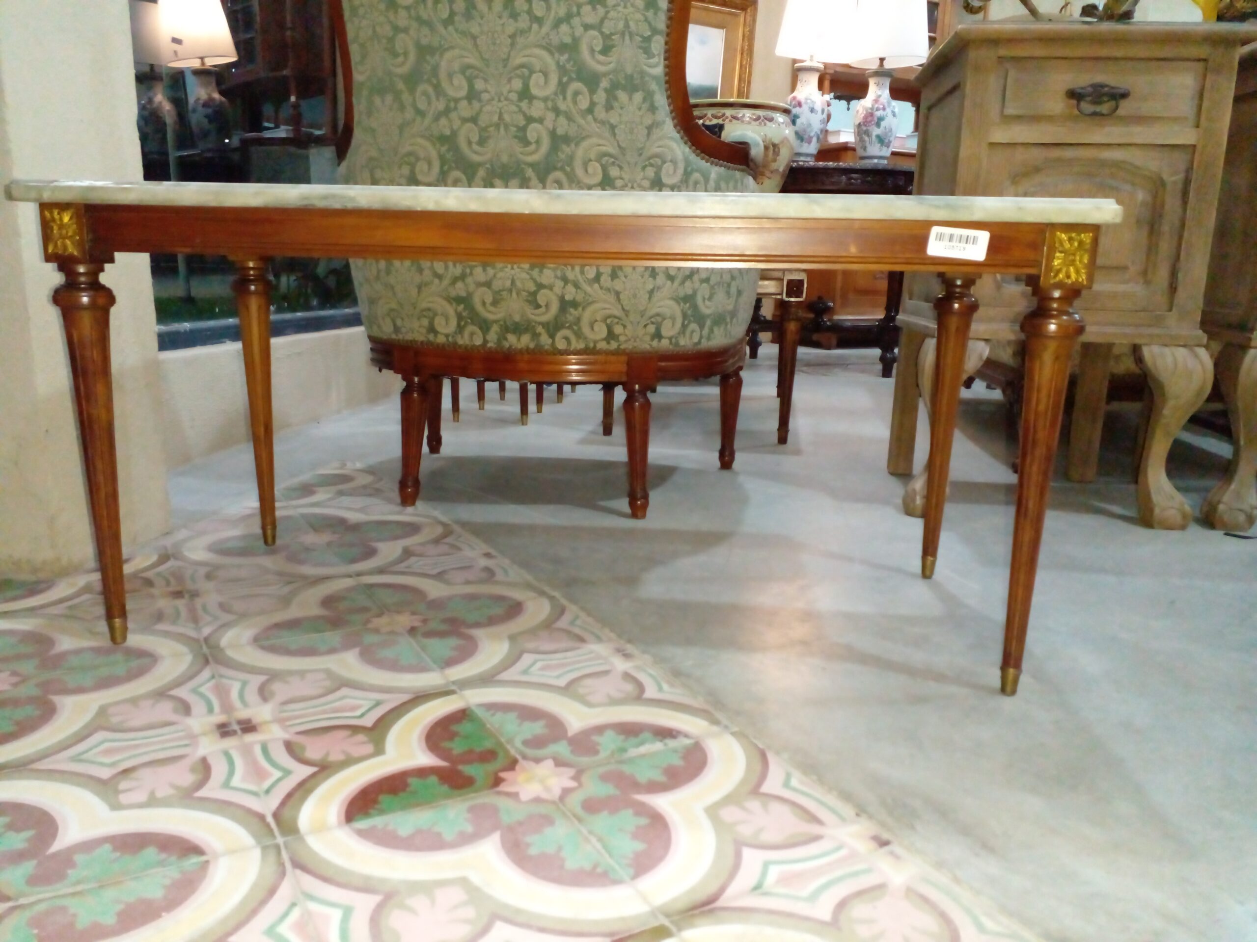 MESA DE SALA ANTIGUA ESTILO FRANCES CON MARMOL MESA RATONA LUIS XVI. COD: 105719 - Imagen 8