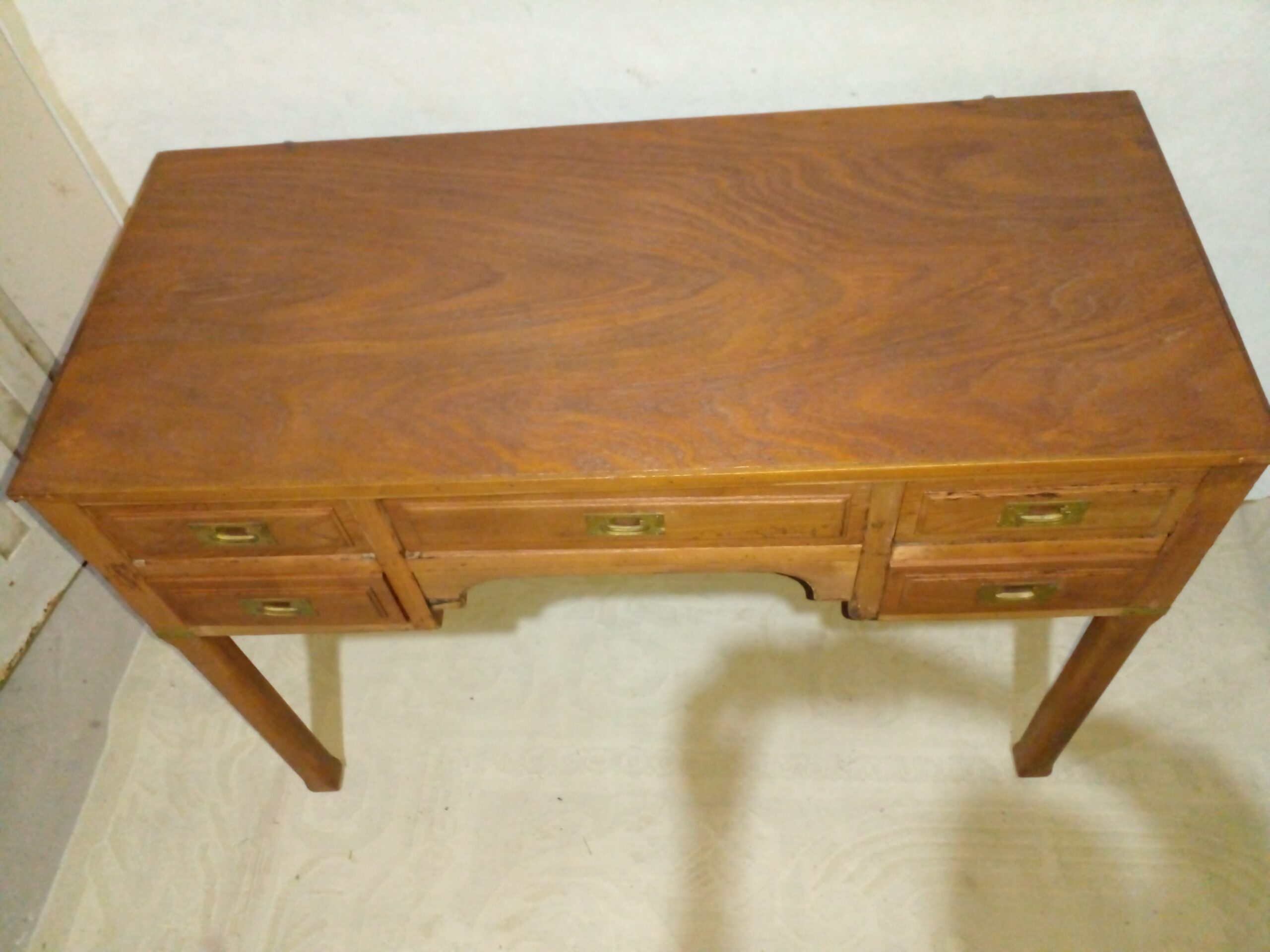 ESCRITORIO ANTIGUO 5 CAJONES MADERA LAVADA. COD: 106512 - Imagen 4