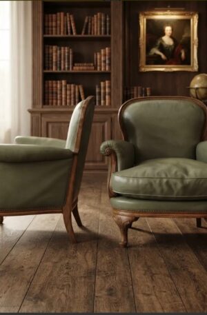 SILLON UN CUERPO ESTILO INGLES TAPIZADO DE CUERO. COD: 104912