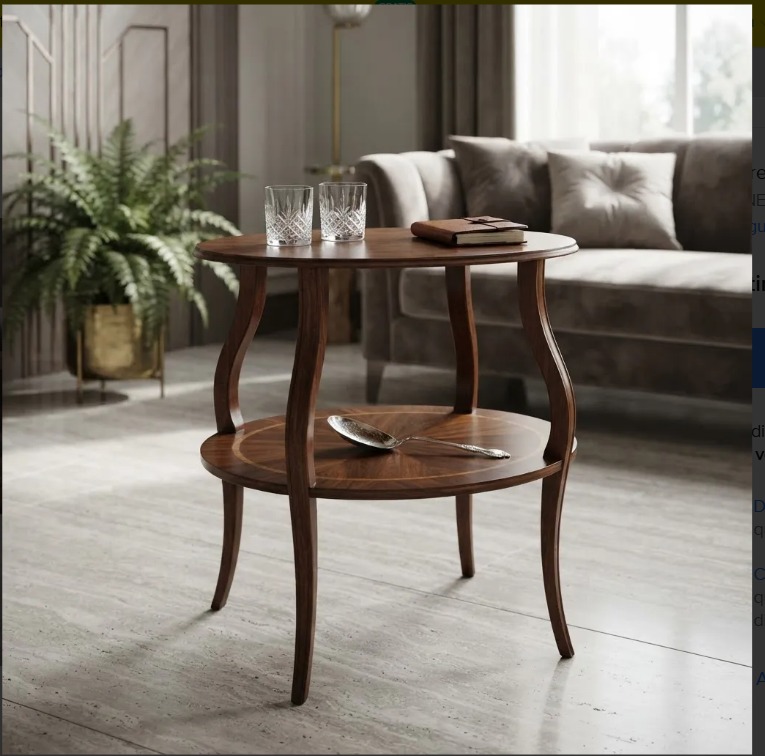 MESA DE SALA ANTIGUA DOS PLANOS EN CAOBA CON MARQUETERIA. COD: 105704