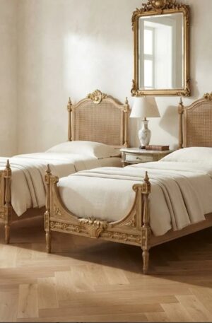 CAMA FRANCES LUIS XVI UNA PLAZA, PAR DE CAMAS FRANCES LUIS XVI OFERTA. COD: 10681