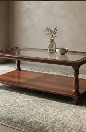 MESA RATONA ESTILO INGLES CON VITREA IMPECABLE. COD: 107702