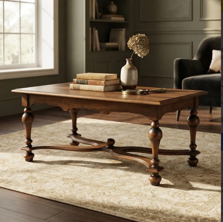 MESA DE SALA ANTIGUA EN NOGAL ITALIANO ESTILO COLONIAL INGLES MESA RATONA. COD: 107801