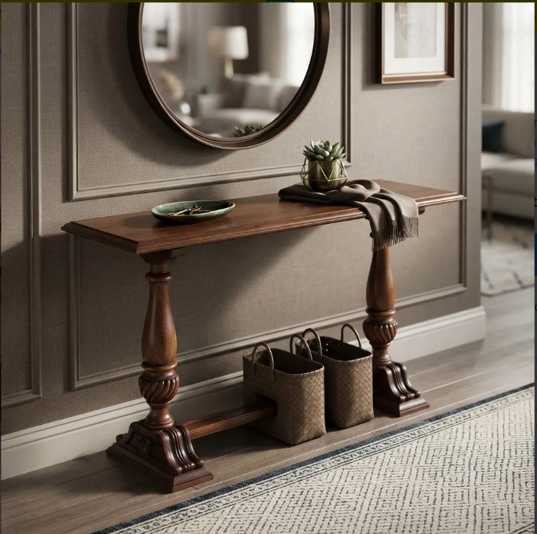 CONSOLA DE ARRIME, DRESSOIRE MESA DE ARRIME RECIBIDOR ESTILO NEOCLASICO. COD: 107821