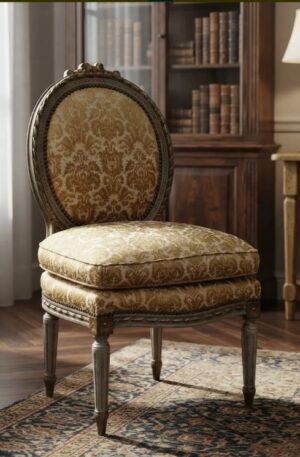 SILLA DE DORMITORIO ESTILO FRANCES LUIS XVI MEDALLON SILLA FRANCESA. COD: 107904