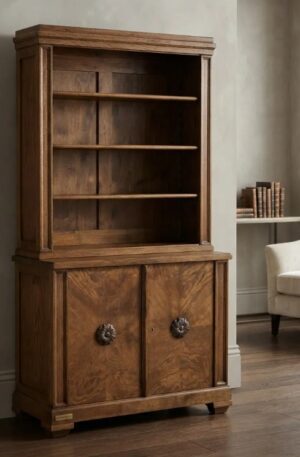 MUEBLE DE ROBLE CON ALZADA BIBLIOTECA ESTILO INGLES. COD: 108102
