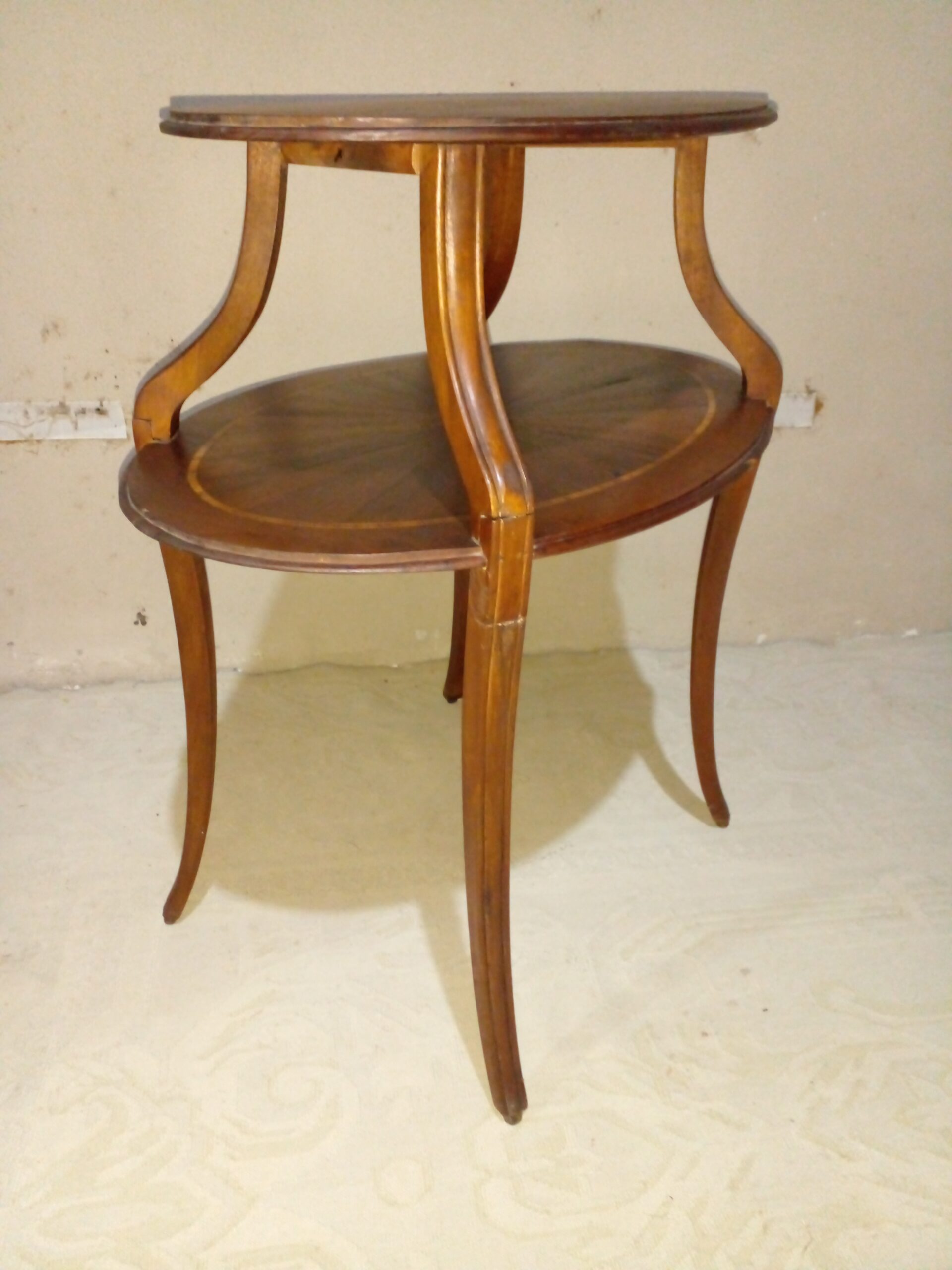 MESA DE SALA ANTIGUA DOS PLANOS EN CAOBA CON MARQUETERIA. COD: 105704 - Imagen 6