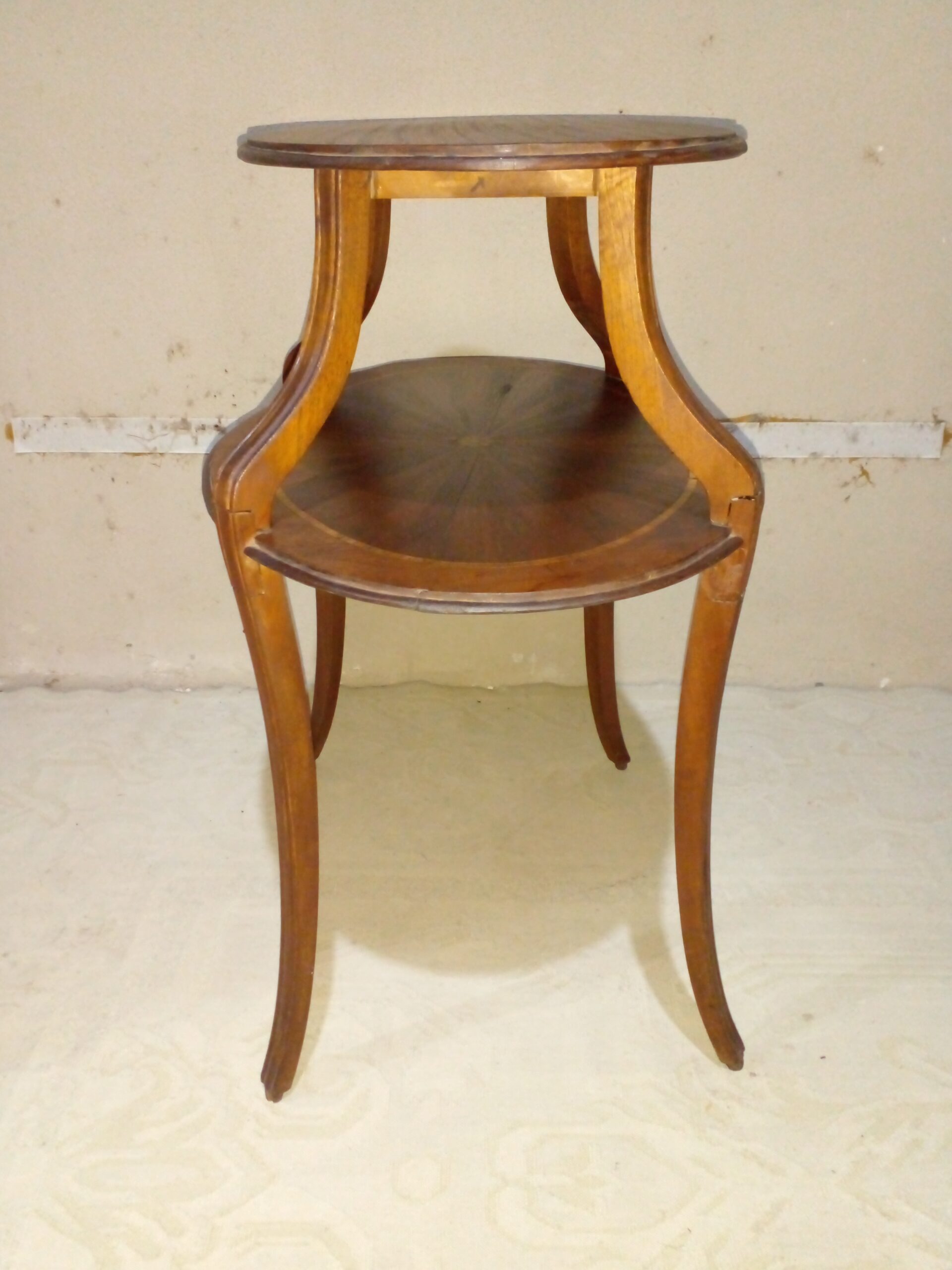 MESA DE SALA ANTIGUA DOS PLANOS EN CAOBA CON MARQUETERIA. COD: 105704 - Imagen 7