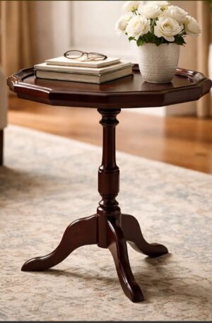 MESA DE SALA ESTILO INGLES SHERATON OCTOGONAL EN CAOBA. COD: 98501