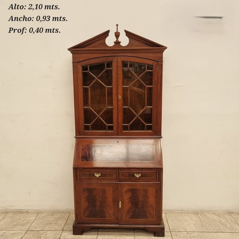MUEBLE BUREAU SECRETER ESCRITORIO CON BIBLIOTECA VITRINA. COD: 1023012