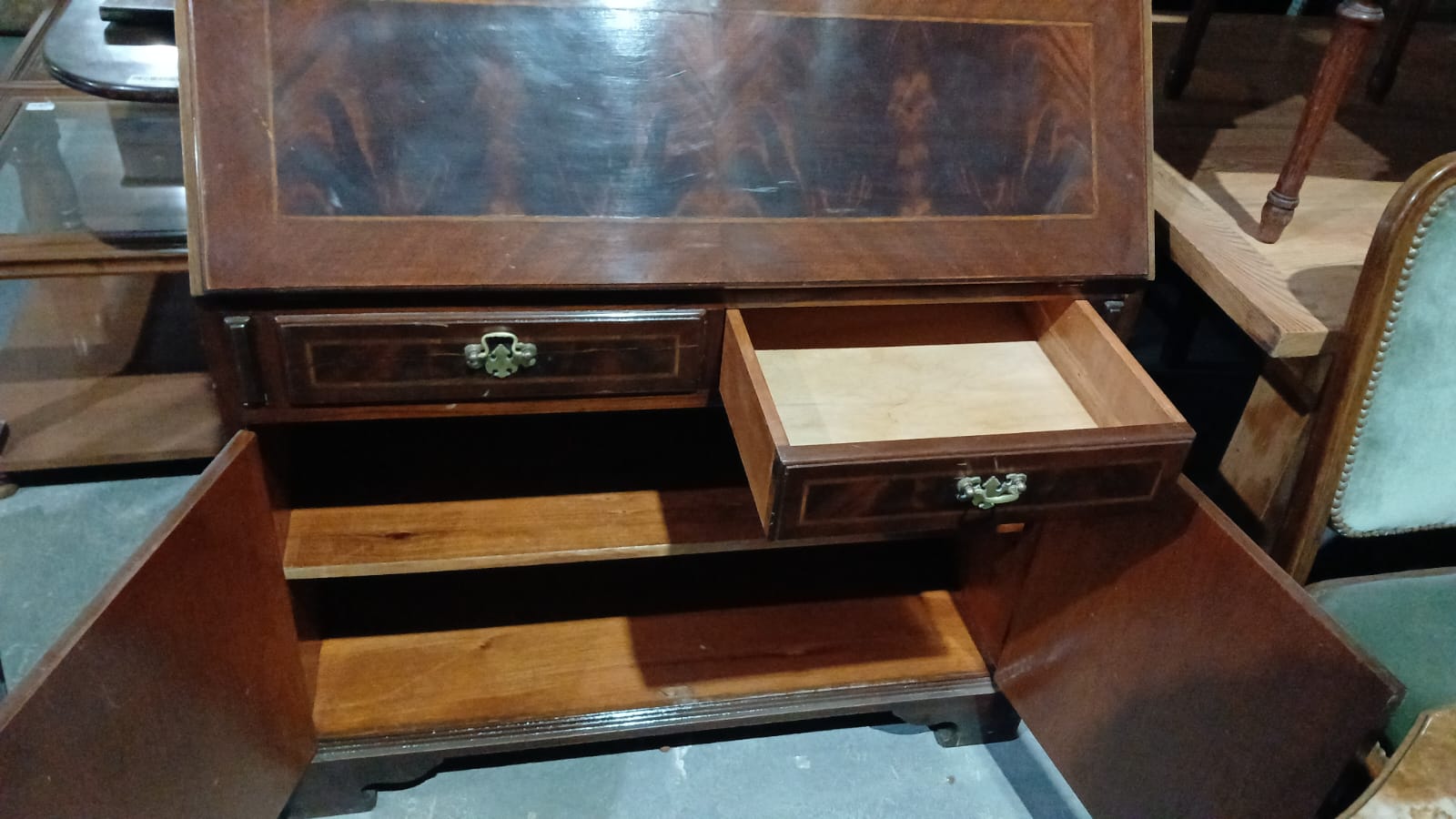 MUEBLE BUREAU SECRETER ESCRITORIO CON BIBLIOTECA VITRINA. COD: 1023012 - Imagen 9