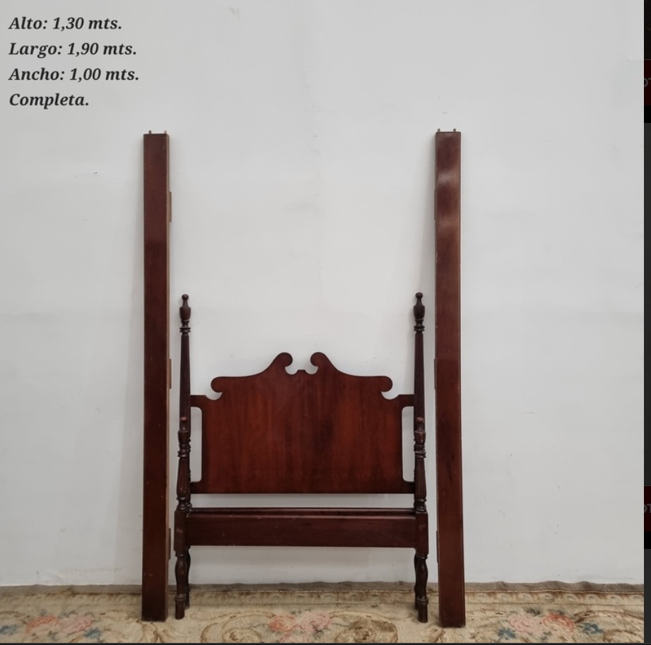 CAMA DE UNA PLAZA ESTILO COLONIAL INGLES EN CAOBA. COD: 107706 - Imagen 2