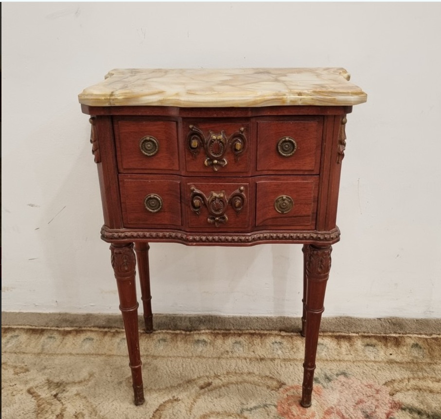 MESA DE LUZ ESTILO FRANCES LUIS XVI CON MARMOL MADERA LUSTRADA. COD: 107711 - Imagen 15