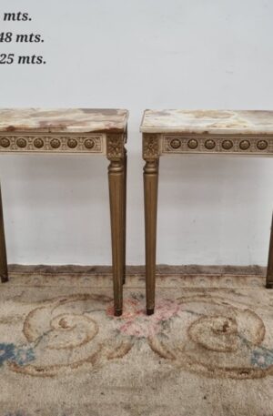 MESA DE SALA ESTILO FRANCES LUIS XVI CON MARMOL MESITA DE ARRIME SOFA TABLE. COD: 107314