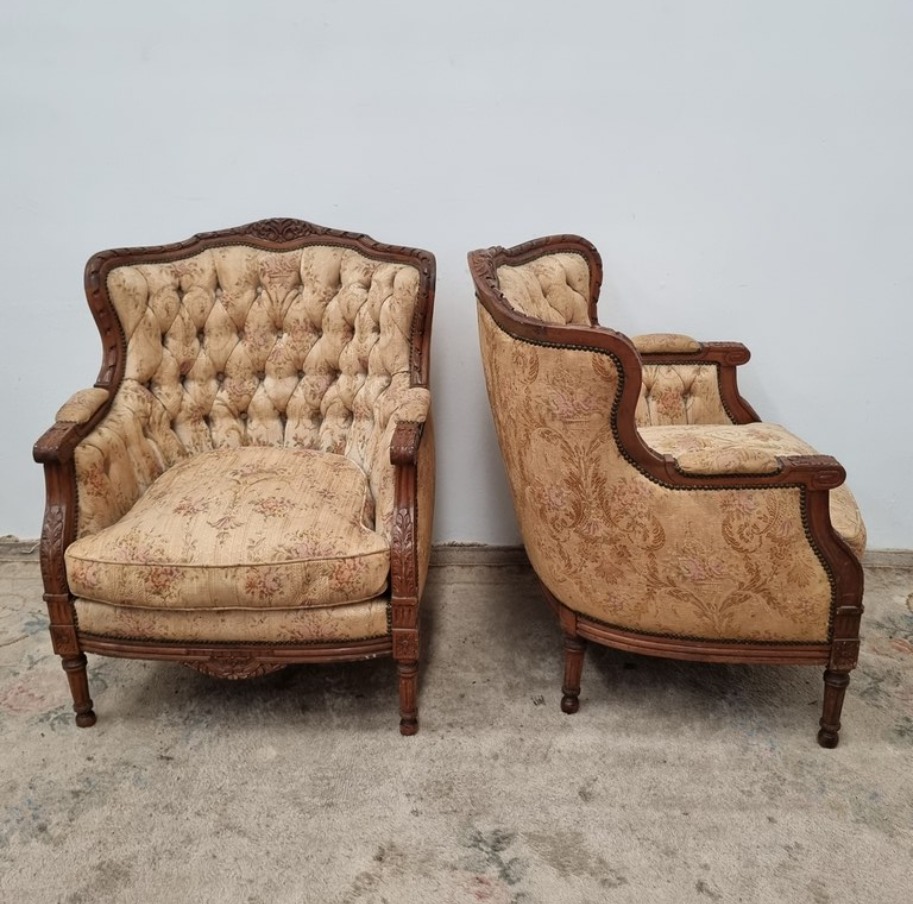 JUEGO DE SILLONES ESTILO FRANCES LUIS XVI TALLADOS EXCELENTES. COD: 107315 - Imagen 2