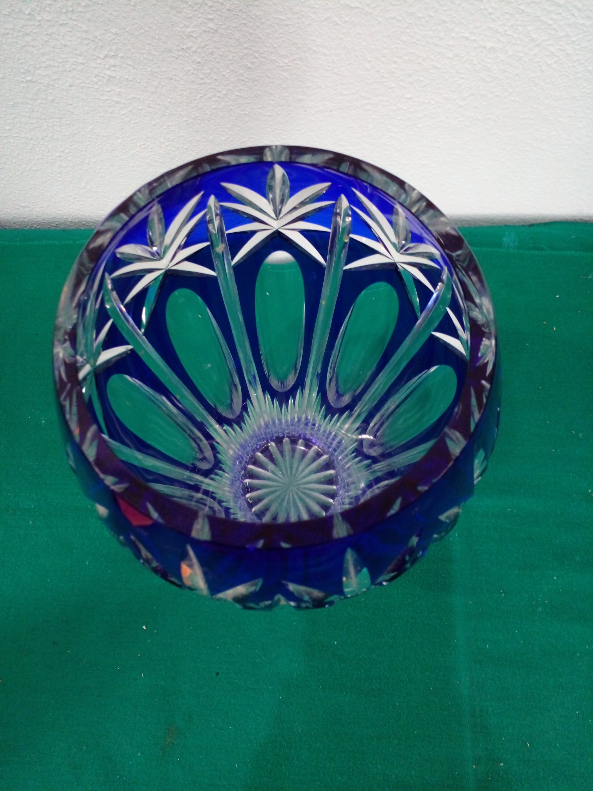 FLORERO DE CRISTAL DE BOHEMIA AZUL COBALTO Y CRISTALINO. COD: 107205 - Imagen 5