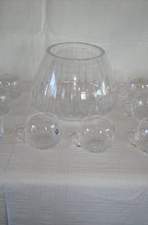 PONCHERA CRISTAL Y 12 TAZAS CRISTAL CRAFT IMPECABLE. COD: 61705