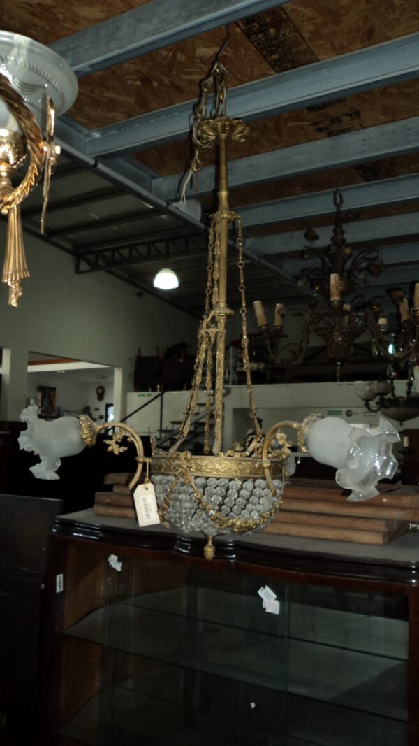 ARAÑA ANTIGUA DE BRONCE ESTILO IMPERIO FRANCES. COD: 28733
