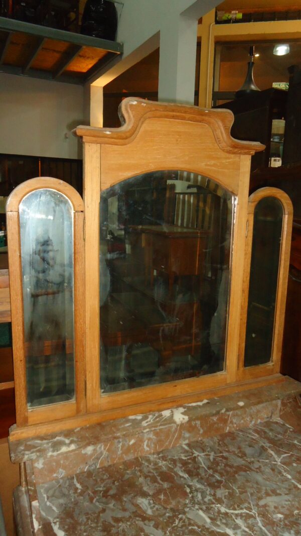 MUEBLE ANTIGUO LAVATORIO ART NOVEAU CON MARMOL ROSA VERONA. COD: 63110 - Image 4