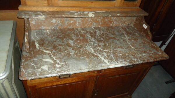 MUEBLE ANTIGUO LAVATORIO ART NOVEAU CON MARMOL ROSA VERONA. COD: 63110 - Image 5