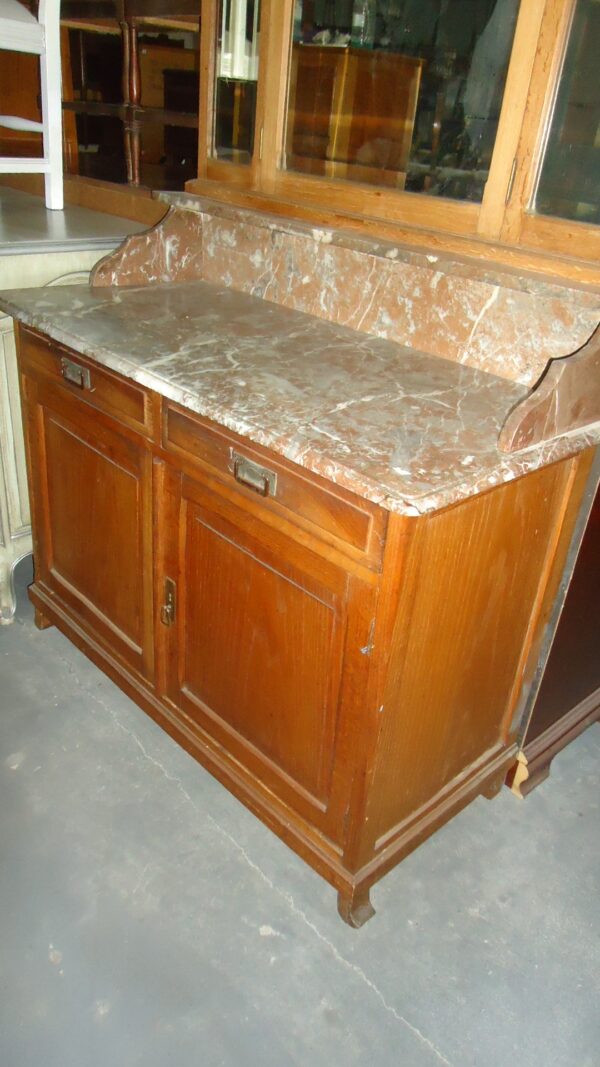 MUEBLE ANTIGUO LAVATORIO ART NOVEAU CON MARMOL ROSA VERONA. COD: 63110 - Image 7